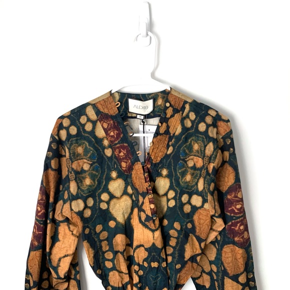 🆕 ALEXIS Umber Savanna Kalahari Cotton Tie Mini Dress Sz M - Picture 6 of 8